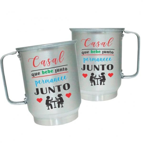 Caneca de Alumínio Personalizada Frases Divertidas Casal