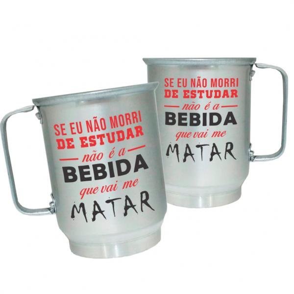 Caneca de Alumínio Personalizada Frases Divertidas Não Morri de Estudar