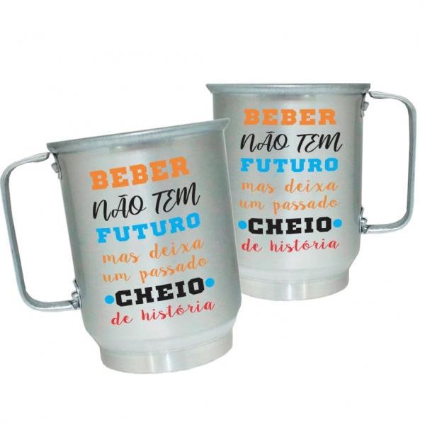 Caneca de Alumínio Personalizada Frases Divertidas Passado Cheio de História