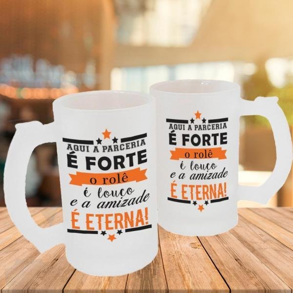 Caneca de Vidro Jateado Personalizada Frases Divertidas Amizade Eterna