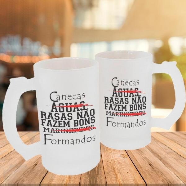 Caneca de Vidro Jateado Personalizada Frases Divertidas Bons Formandos