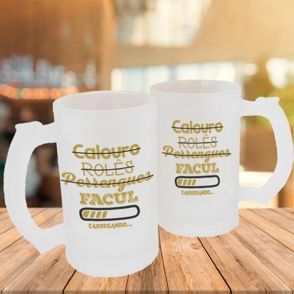 Caneca de Vidro Jateado Personalizada Frases Divertidas Facul