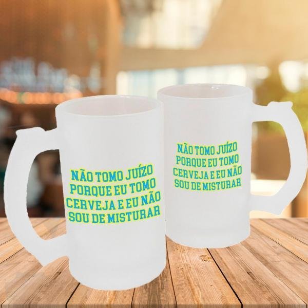 Caneca de Vidro Jateado Personalizada Frases Divertidas Não Tomo Juízo