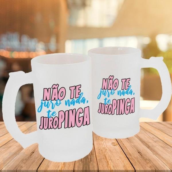 Caneca de Vidro Jateado Personalizada Frases Divertidas Juropinga