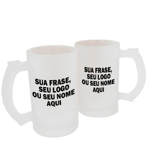 Caneca de Vidro Jateado Personalizada com Seu Nome, Frase ou Logo
