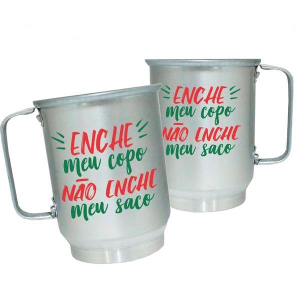 Caneca de Alumínio Personalizada Frases Divertidas Enche Meu Copo