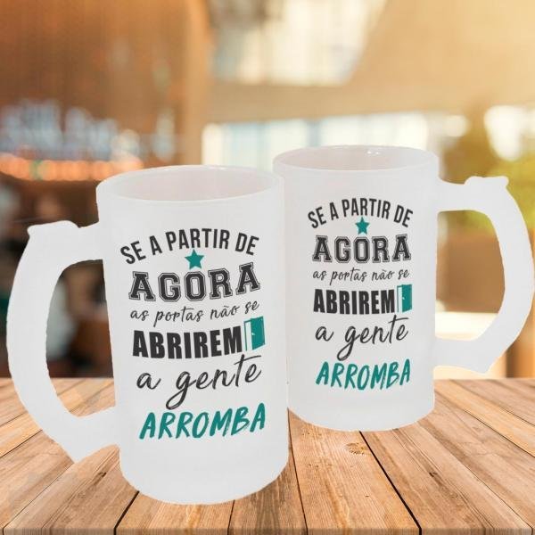 Caneca de Vidro Jateado Personalizada Frases Divertidas A Gente Arromba