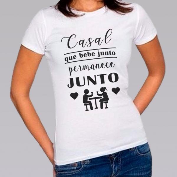 Camiseta Baby Look Personalizada Pronta Casal Que Bebe Junto