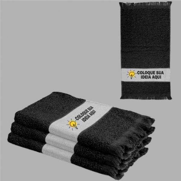 Toalha Lavabinho Com Franja Preta Personalizada Do Seu Jeito