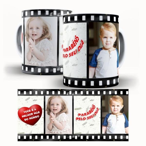 Caneca  Dia Das Mães Personalizada Com Duas Fotos - Filme