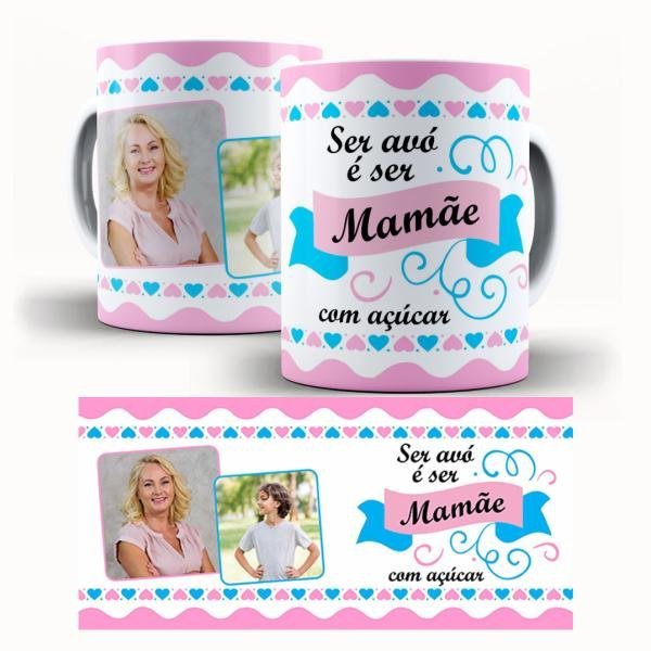 Caneca Personalizada Com Duas Fotos - Avó