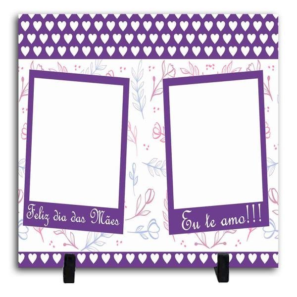 Azulejo Personalizado Com Duas Fotos - Feliz Dia Das Mães