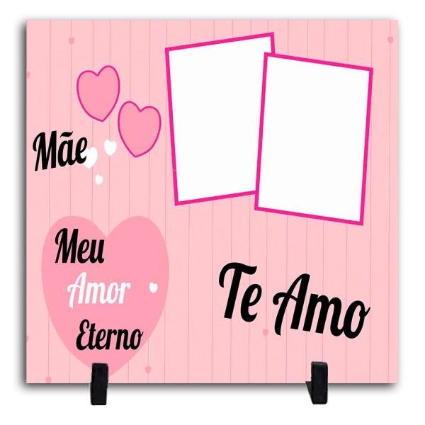 Azulejo Personalizado Com Duas Fotos - Mãe Amor Eterno