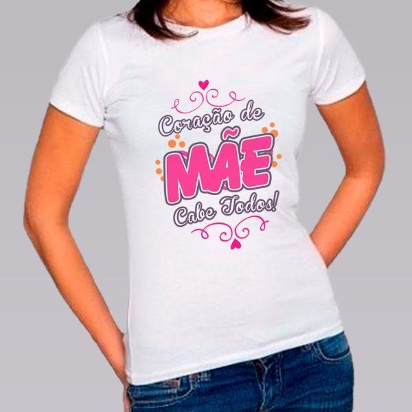 Camiseta Baby Look Personalizada Pronta - Coração De Mãe