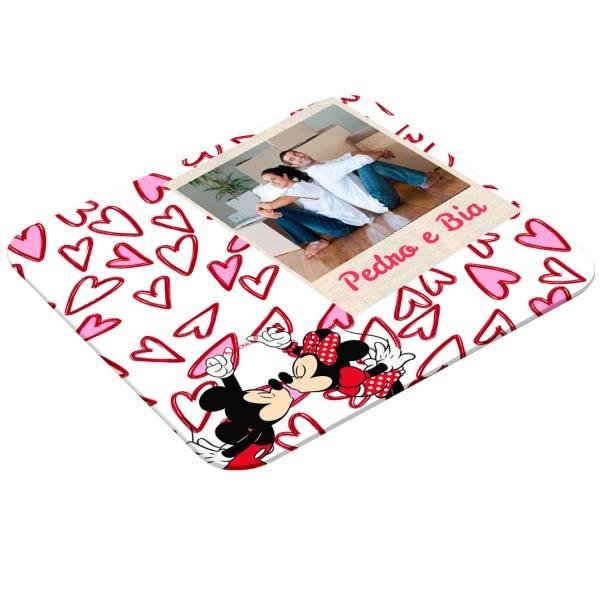 Mouse Pad Retangular Personalizado Com Uma Foto e Nome - Mickey e Minnie