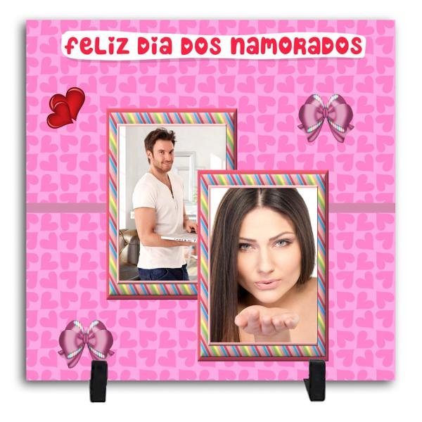 Azulejo Personalizado Com Duas Fotos - Feliz Dia dos Namorados 4