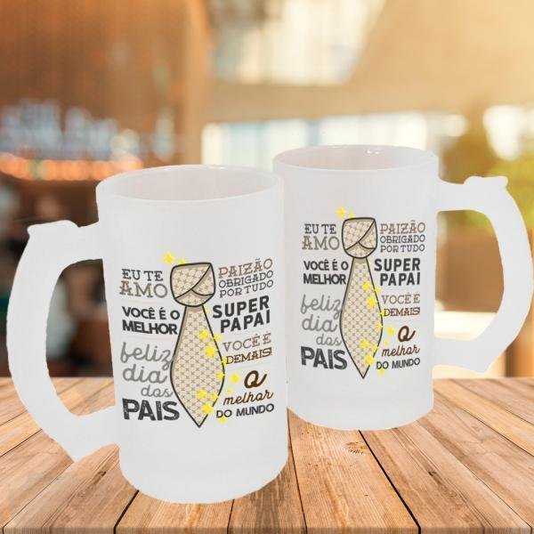 Caneca de Vidro Jateado Personalizada Super Papai