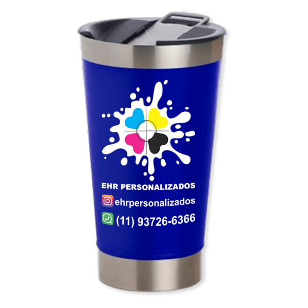 Copo Térmico Azul 500ml com Abridor