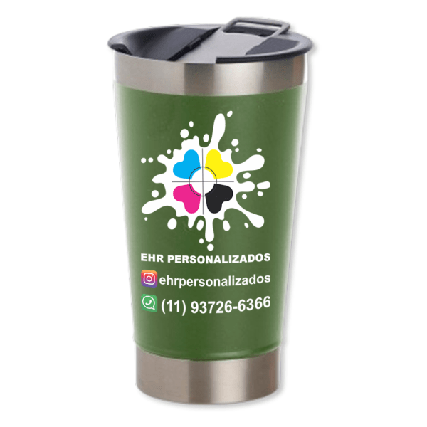 Copo Térmico Verde 500ml com Abridor