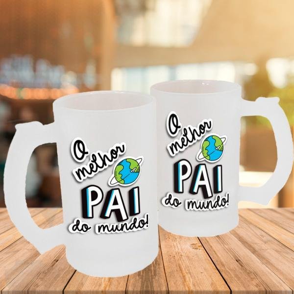 Caneca de Vidro Jateado Personalizada Melhor Pai