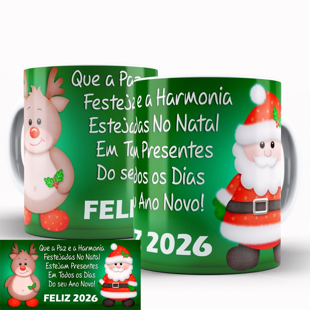 Caneca Personalizada Pronta Feliz 2026 Paz e Harmonia