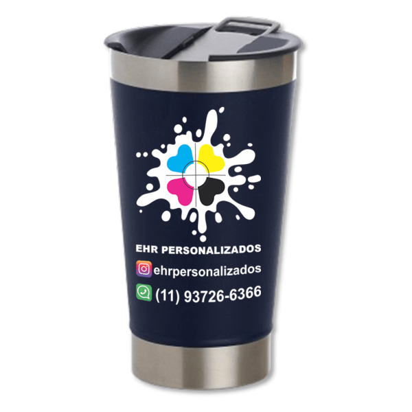 Copo Térmico Preto 500ml com Abridor