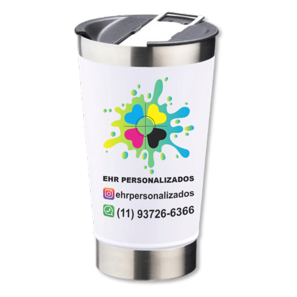 Copo Térmico Branco 500ml com Abridor
