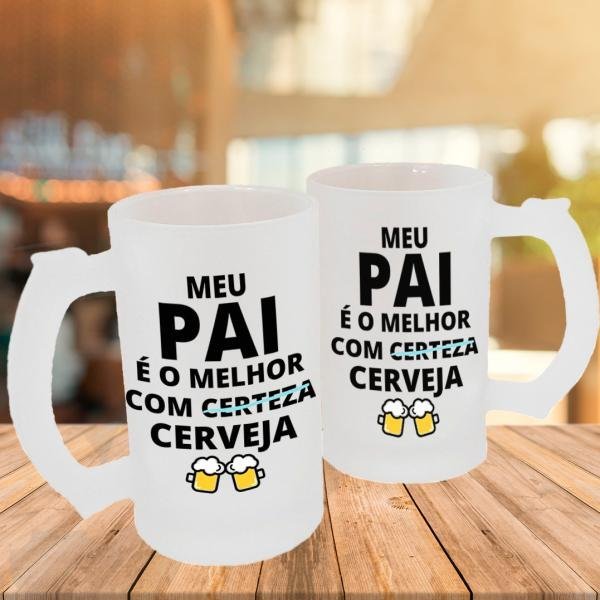 Caneca de Vidro Jateado Personalizada Meu Pai é o Melhor