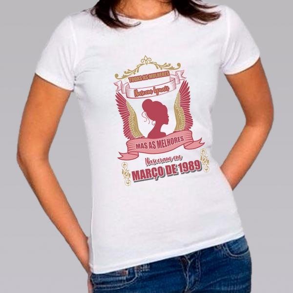 Camiseta Baby Look Personalizada Pronta Aniversário 1 - Enviar Mês e Ano