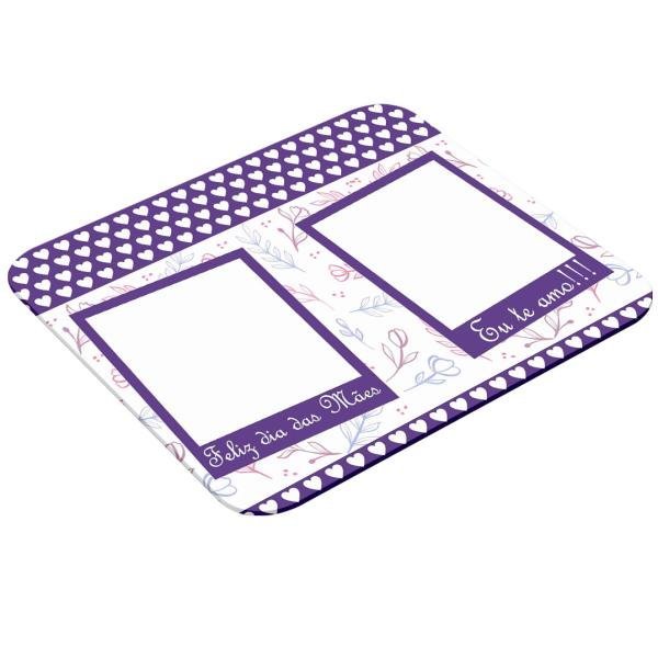 Mouse Pad Retangular Personalizado Com Duas Fotos - Feliz Dia Das Mães