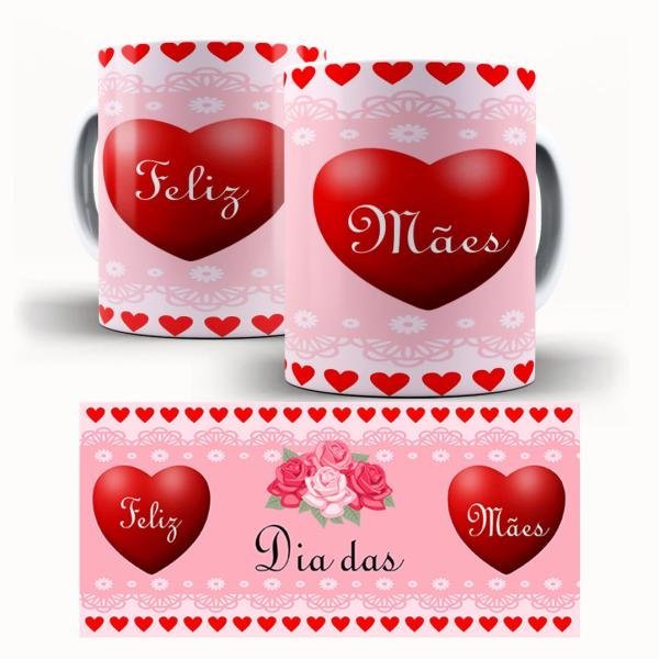 Caneca  Dia Das Mães Personalizada Pronta - Coração